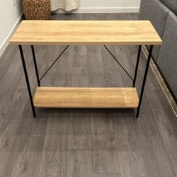Natural Wood And Metal Console Table 