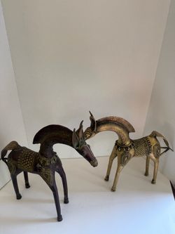Brass Decorative Horse Figurines Set of 2