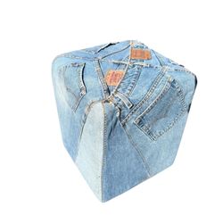 Levi's jeans upcycled Boho Casual Stool Ottoman : Casual Boho Charm Meets Sustainability