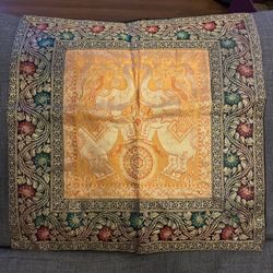 Indian Banarasi Bedspread Designer Embroidery Silk Brocade Work - Pure Silk with Pillow Covers