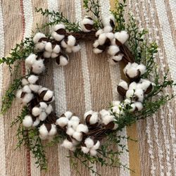 Artificial Cotton/Succulent Wreath