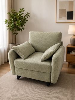Oversized Accent Chair with All Seats Storage,Comfy Living Room Chairs with 2 Throw Pillow,Upholstered Mid-Century Armchair,24.5'' Deep Seat,Reading C