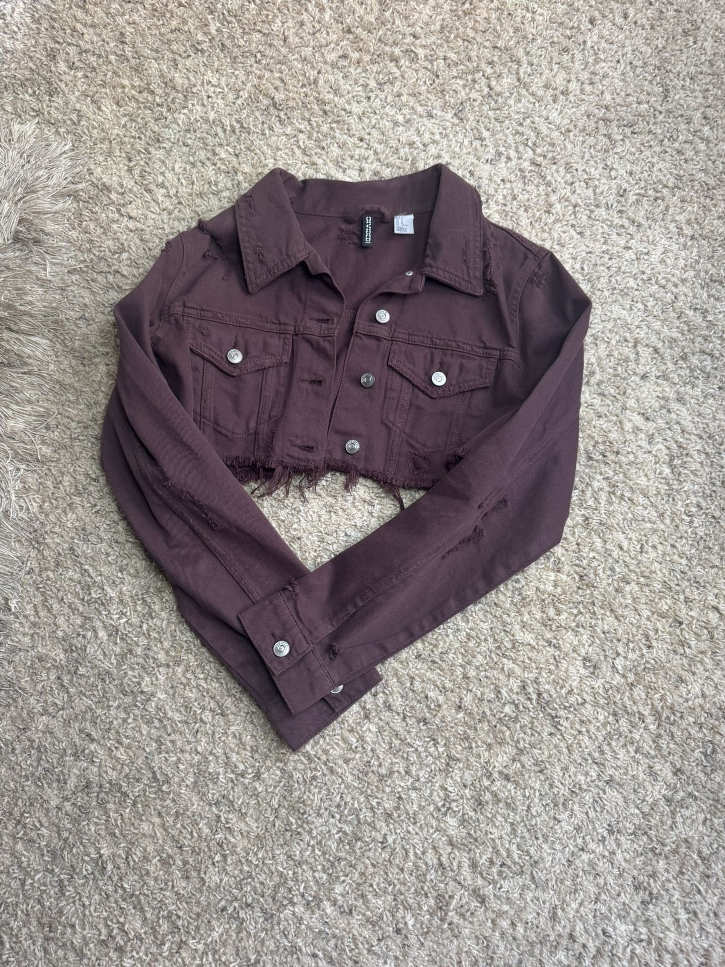 Brown Cropped Denim Jacket