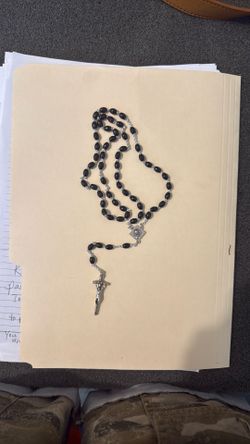 Beautiful Rosary Glass Beads Real Silver Cross