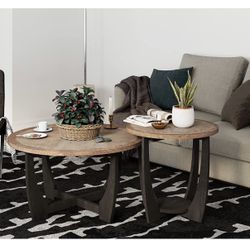 2-Piece Modern Farmhouse Living Room Coffee Table Set