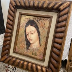 New Wood Carved Frame Our Lady of Guadalupe w/ Gold Inlay 35"H x 31"W Virgen de Guadalupe