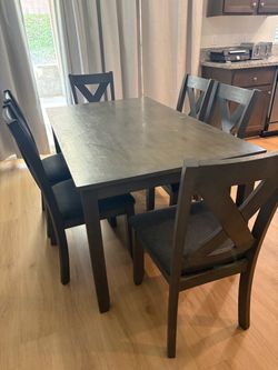 6 Seat Dining Set Grey Farmhouse
