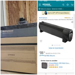 5" Low Profile Convection Heater with Remote, WHLP0012