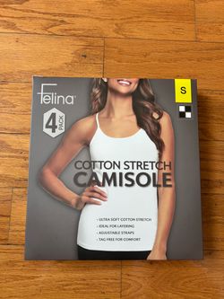 Felina White / black Cotton Stretch Camisole 4 pack size S