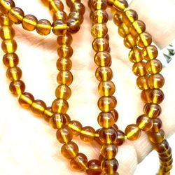 34” Strand Of 4mm Amber Glass Beads 