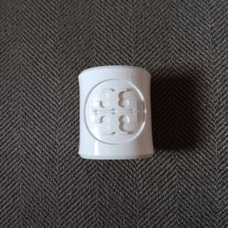 "Tory Burch " White Resin Logo Cuff Bracelet 