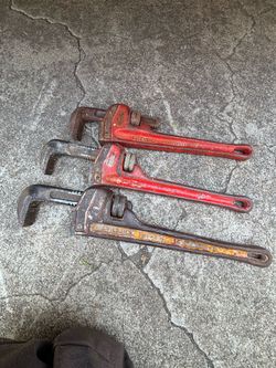Vintage RIDGID Heavy Duty Pipe Wrench Lot – 12” & 14” – USA