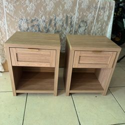Set of 2 bedside tables, bohemian side table with drawer and storage shelf, minimalist side table for sofa bed with drawer for bedroom and living room