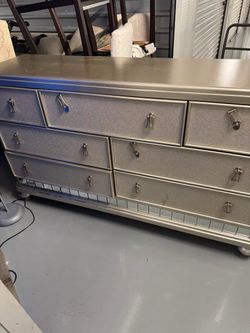 Gray silver Bedroom set