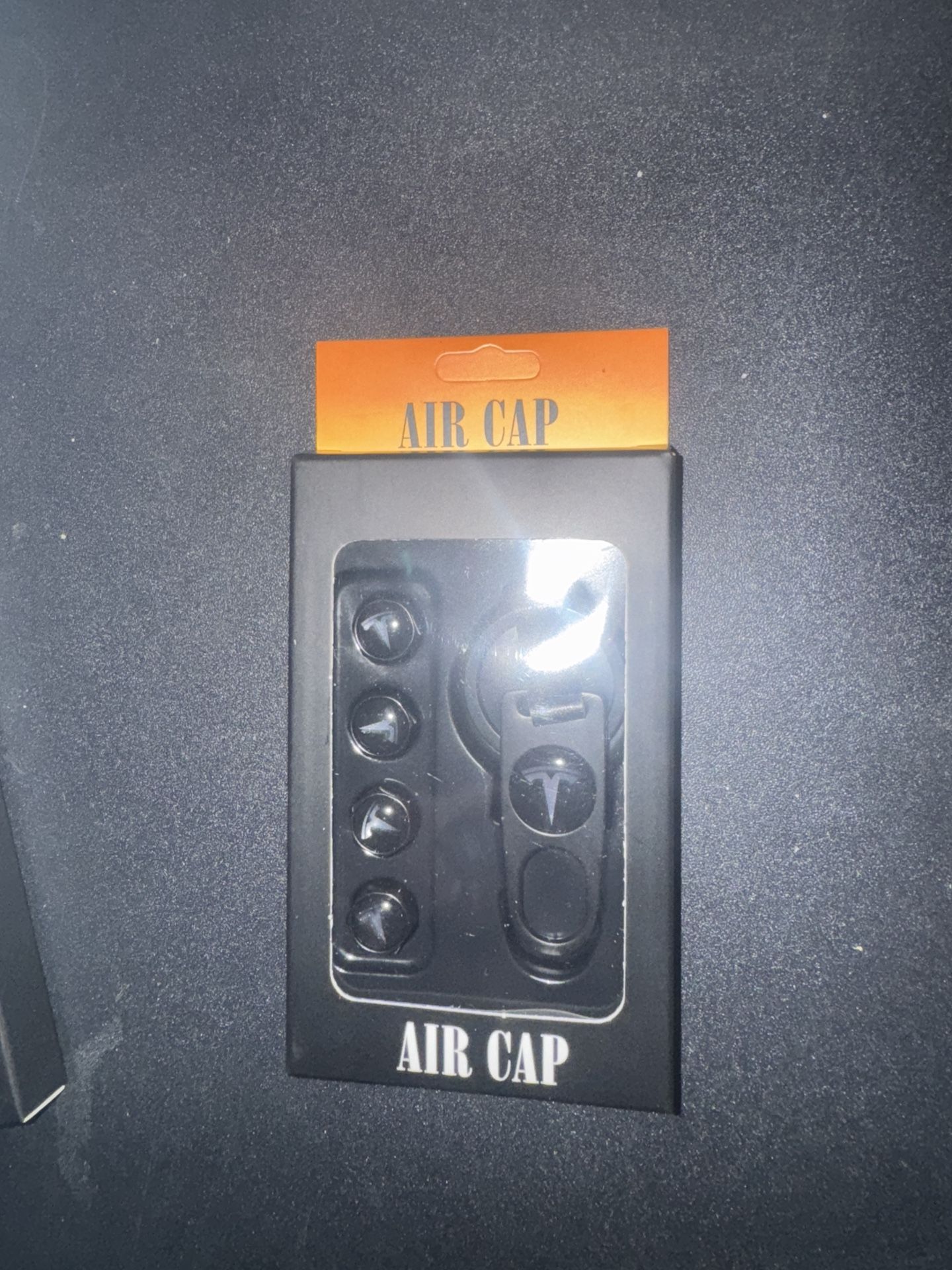 Tesla Black Air Caps With Keychain For Wheel Tire