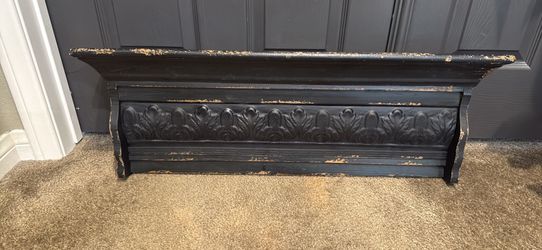 Distressed Black Ornate Wall Shelf
