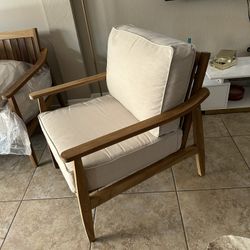 Teak Solid Chairs. Sunbrella Fabric Cushions. 