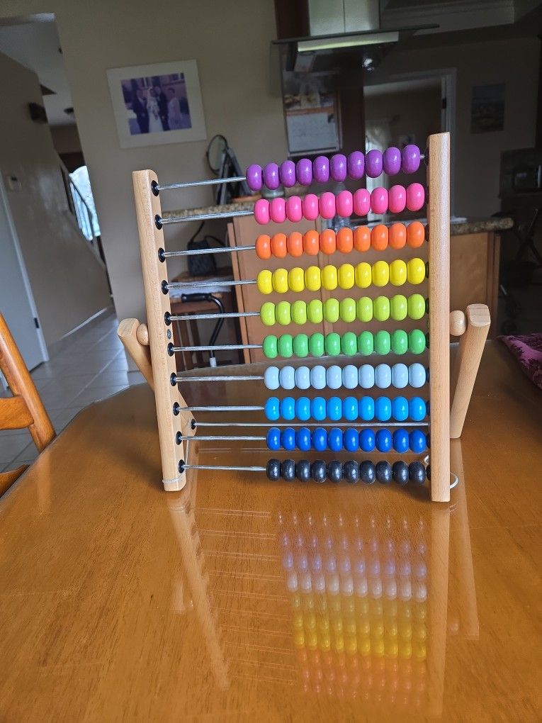 Wooden Table Math Bead Counter