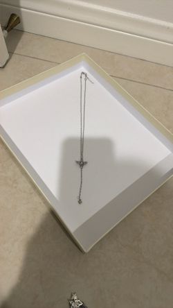 Cute Pink Diamond Angel Wings Necklace 