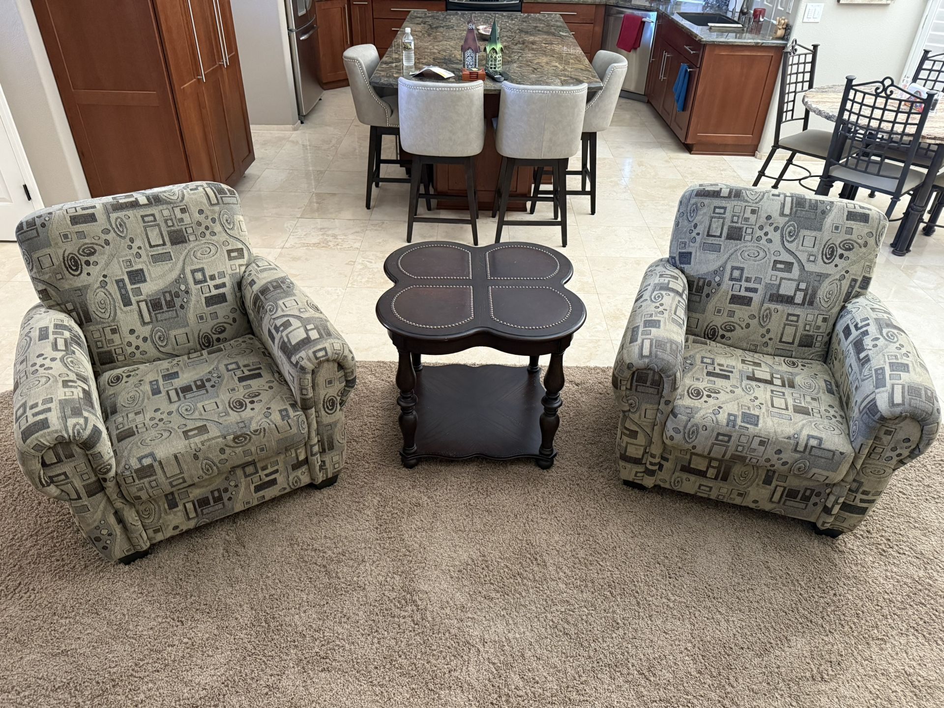 Accent Chairs With Two Side Tables