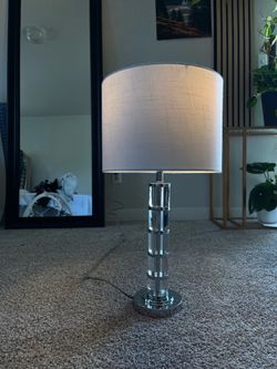 NEW Jonathan Y 26” Crystal & Chrome LED Table Lamp