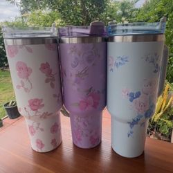 40 Oz Flower Tumbler Cups