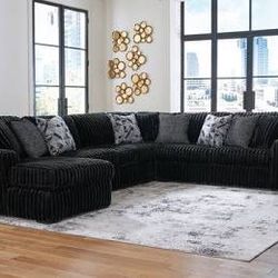 Brand New Ashley’s Midnight Madness Corduroy Sectional 