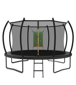 Trampoline Outdoor 14FT 12FT 10FT 8FT with Safety Enclosure Net, Recreational Trampoline for Kids and Adults, Anti-Rust, ASTM Approved, Black