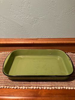 Vintage Green Enamel Cake Pan