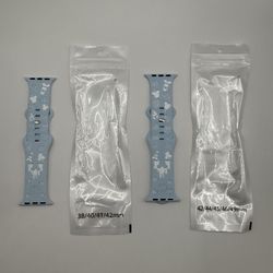 Silicone Apple Watch Light Blue/White Band Straps.