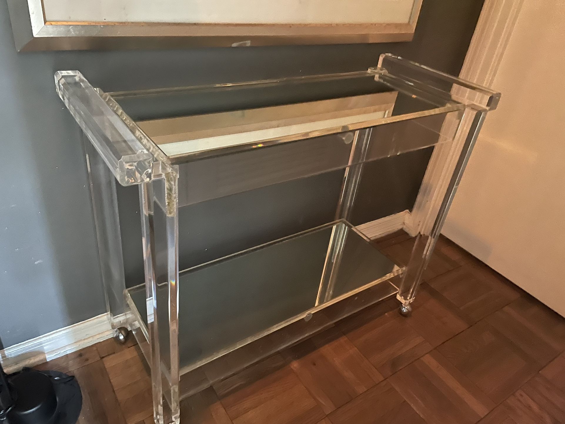 Vintage Lucite 70s Double Mirrored Console -Entry Table