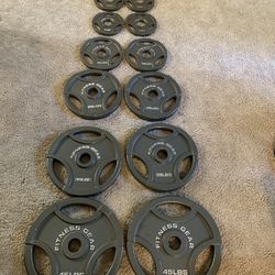 Olympic Grip Weight Plates Set - Total 255 Pounds 