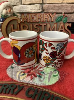 Set Of 2 Mugs Cups Riviera Van Beers Collectible Stoneware