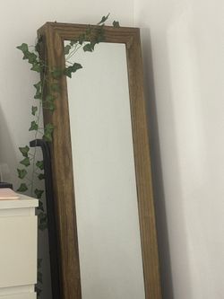 Jewelry Armoire Cabinet, Solid Wood Jewelry Organizer with Full Length Mirror
