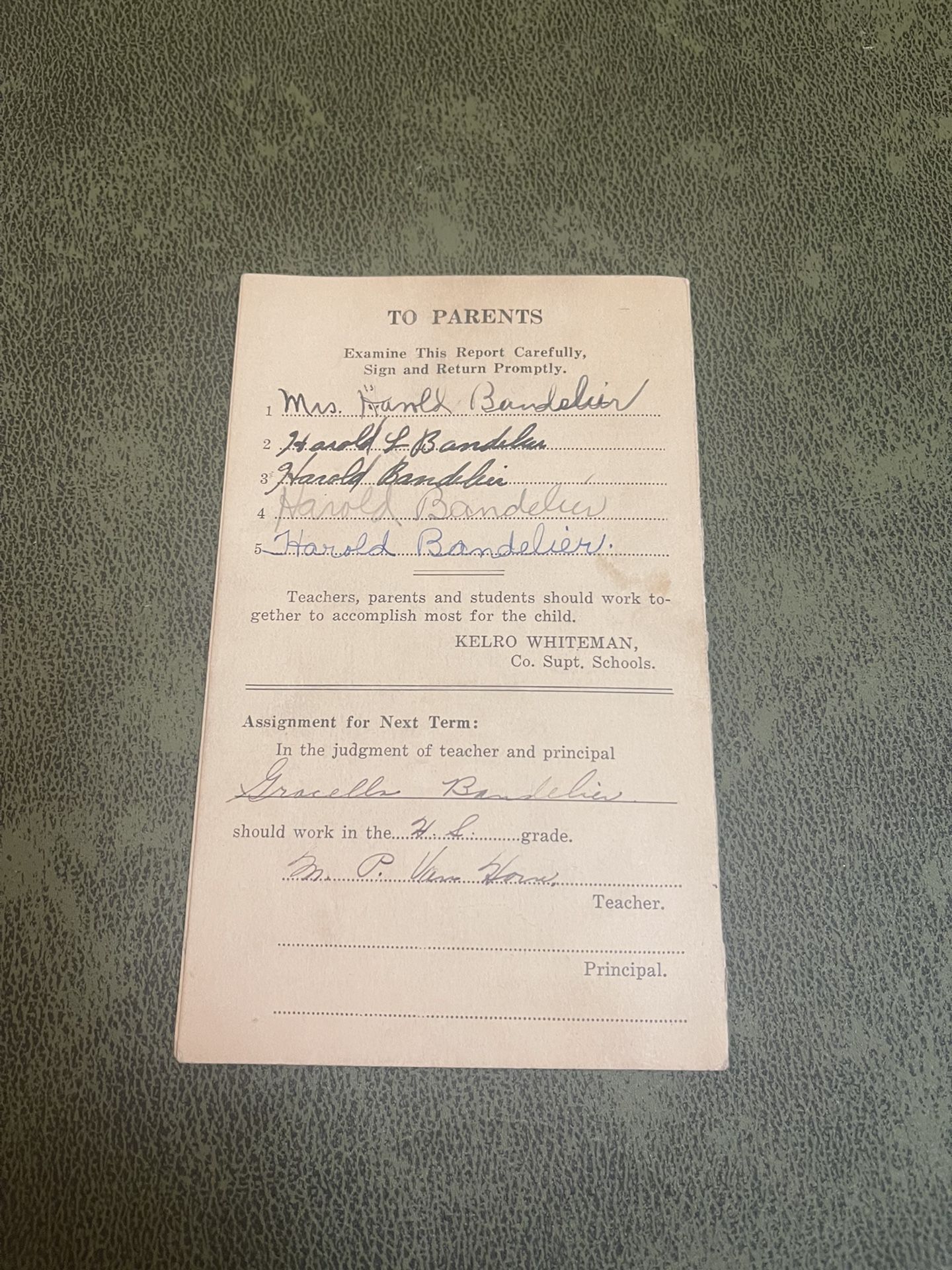 1942 Allen County Schools Elementary Report Card