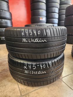 245 40R 19 MICHELIN PILOT SPORT TIRE 2454019 USED TIRES (PAIR) MOUNT BALANCE INCLUDED