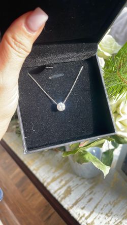 White Gold Tiffany Pendant 1.8 Ct Moissanite Center New 