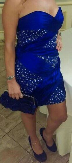 Prom / Evening dress Blue Color Crystal Beads