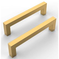 Amerdeco 9pk Brushed Gold Handles Pulls 5" Hole Center