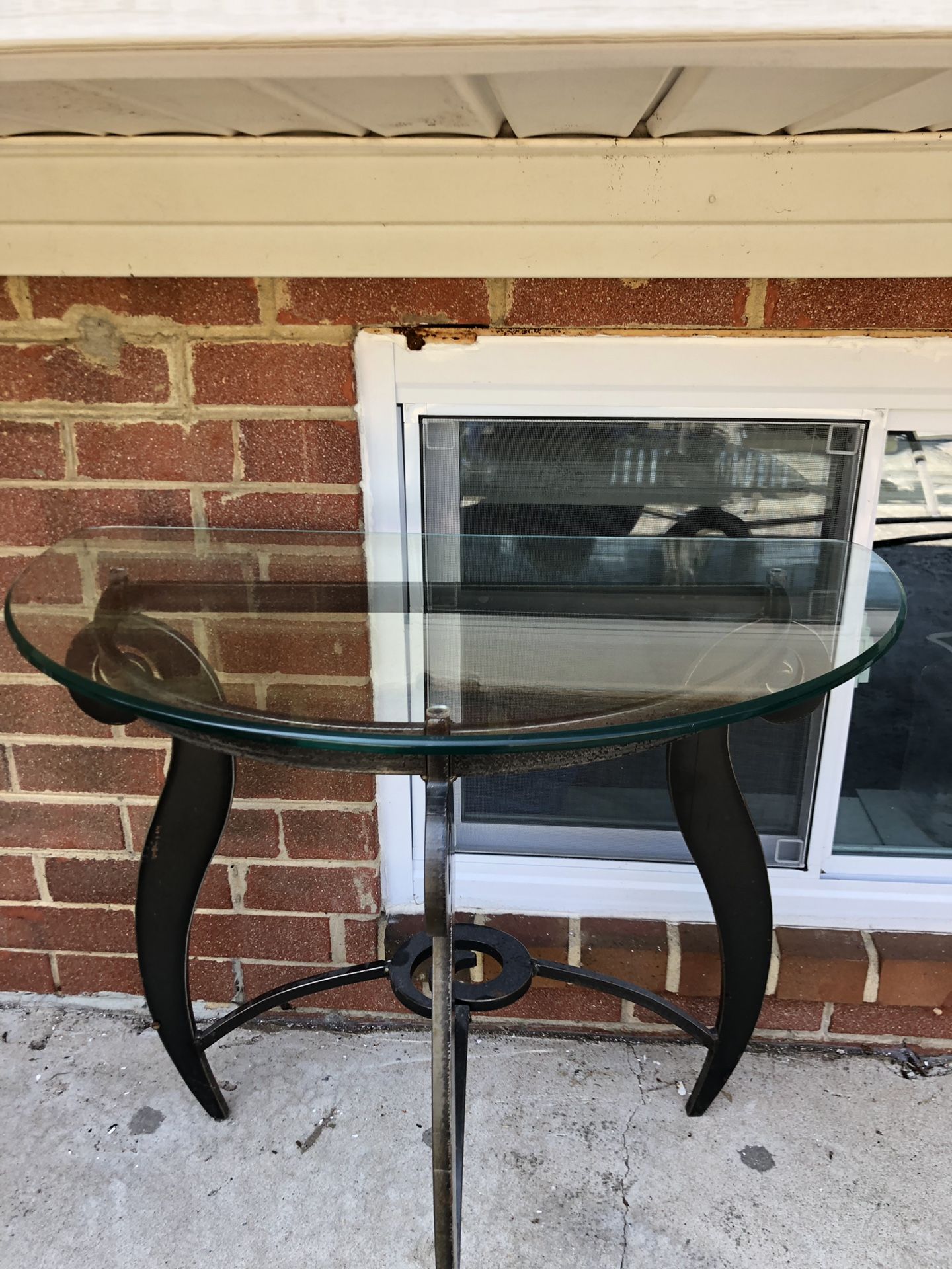 Glass Metal End Table