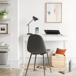 Loring Wood Writing Desk with Drawers and Charging Station White - Threshold™