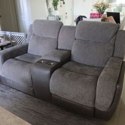 Living Room Couch Grey Set with Side Tables O.B.O