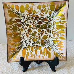 MCM/VTG Signed Bernice Morse Enamel on Copper Decorative Square Plate-50's-60's