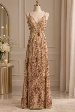 Rose Gold Sequin Formal Evening Gown