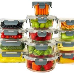  26 Pieces Glass Food Storage Containers with Lids BPA Free Glass Meal Prep Airtight Glass Container Set Microwave Oven Dishwasher Oven Safe Durable L