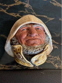 Vintage Bossons Fisherman Chalkware Head Wall Hanging England Nautical