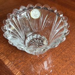 Crystal clear, 3 inch vintage, collectible, clear glass small dish