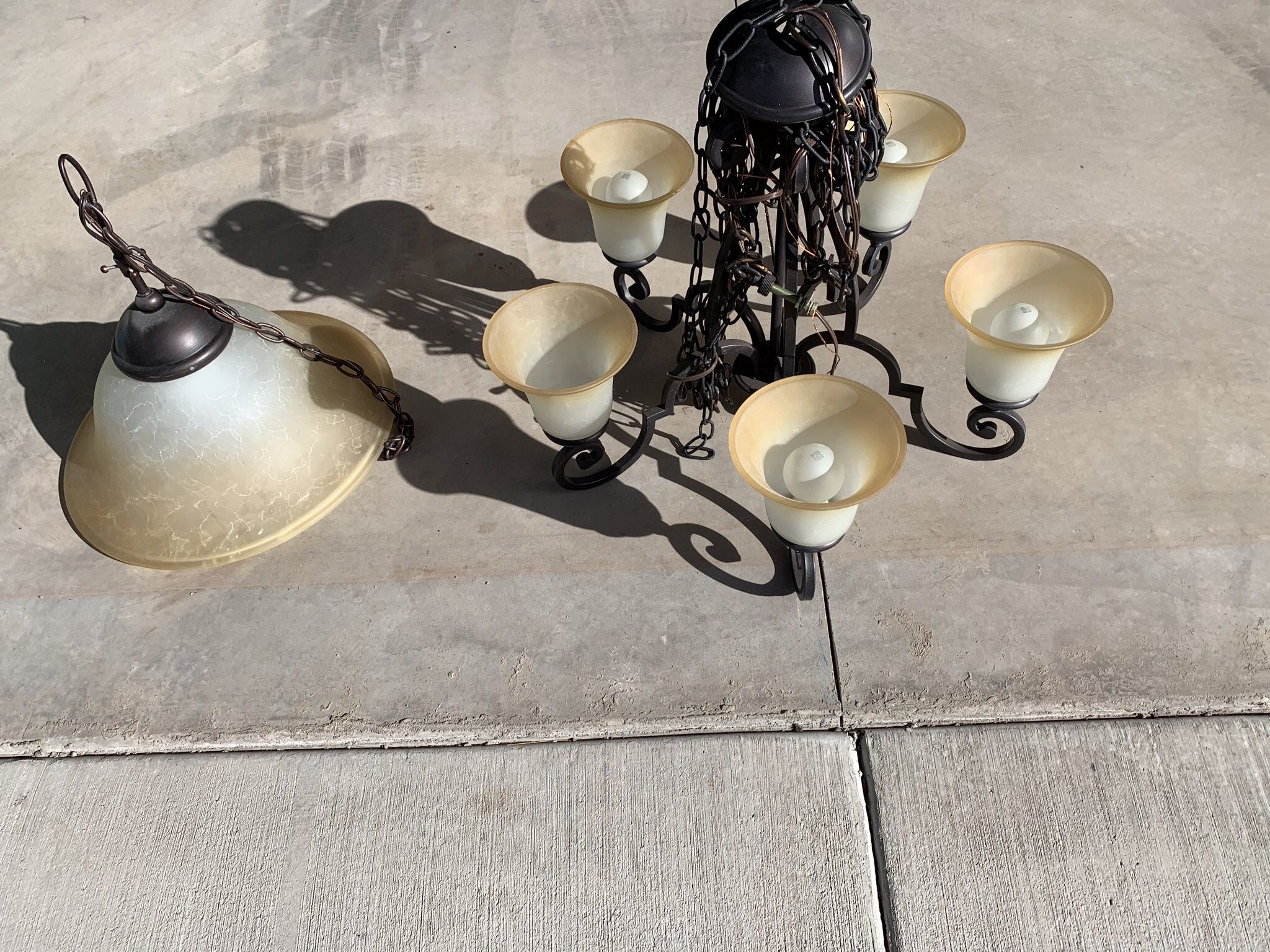 Beautiful Hanging Lights. One Is 26” and the other Is 18”. Asking $100 for both, or $65.00 for the 26” and $55.00 for 18”.