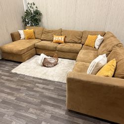 Large Mustard Sectional Couch - Delivery Available 