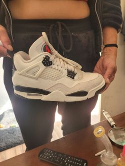 Air Jordan 4 Retro White Black Sneaker men's 7 1/2
